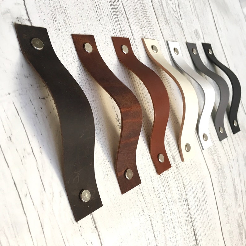 Leather Drawer pulls Door handles Leather drawer handles