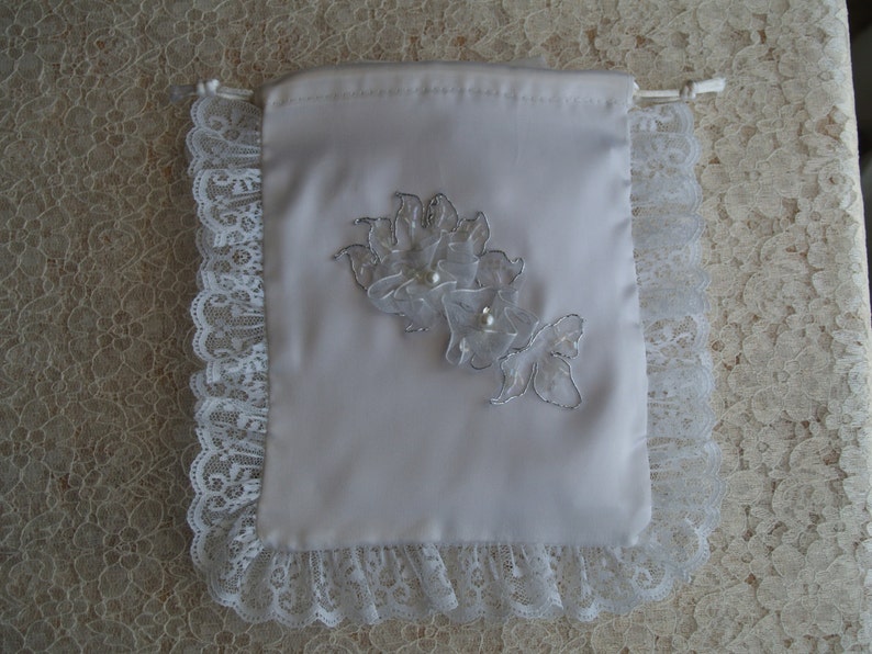 Brides Money Dance Bags White silver or Off-white silver Satin