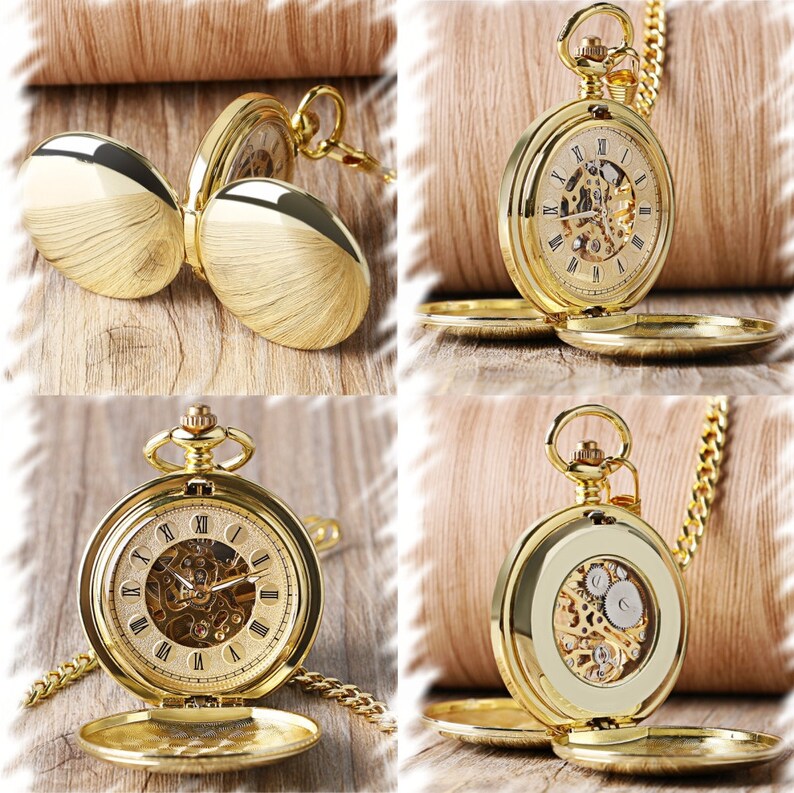Double Cover Mechanical Pocket Watch  Groomsmen Gift