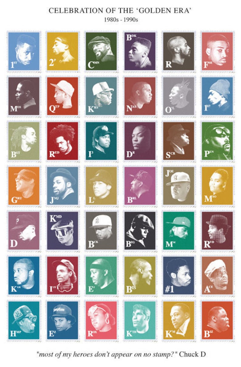 GoldenEra Hip-Hop Stamps A2 LithoPrint