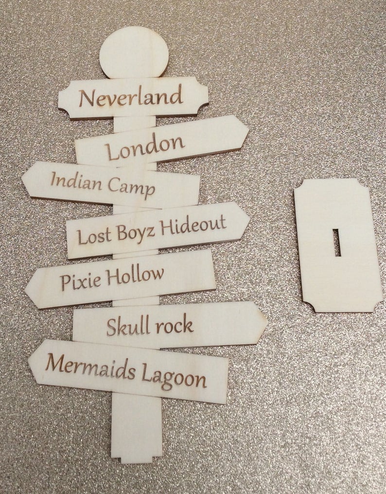 Gorgeous  Peter Pan Neverland freestanding signpost laser cut