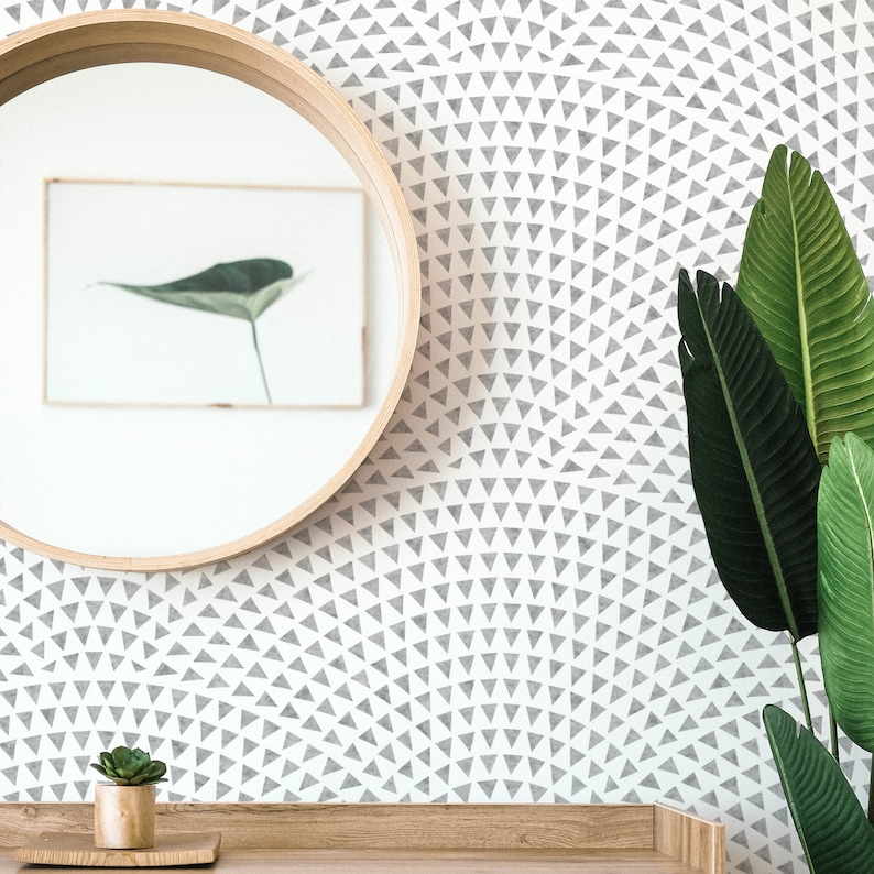 Gray Triangle Scallops Removable Wallpaper G164-27-gray