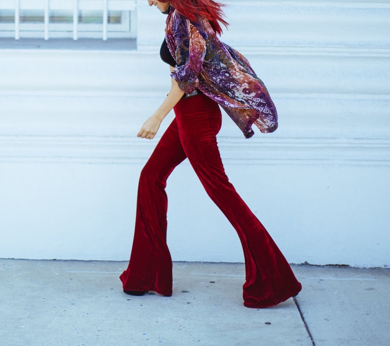 High waist velvet flares bell bottoms hippy pants velvet