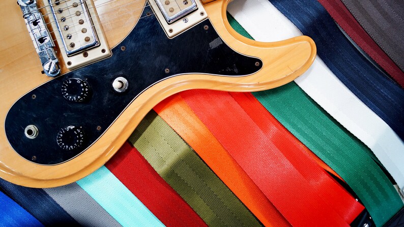 Recycled Seat Belt Guitar Strap  Vegan Eco Friendly Guitar
