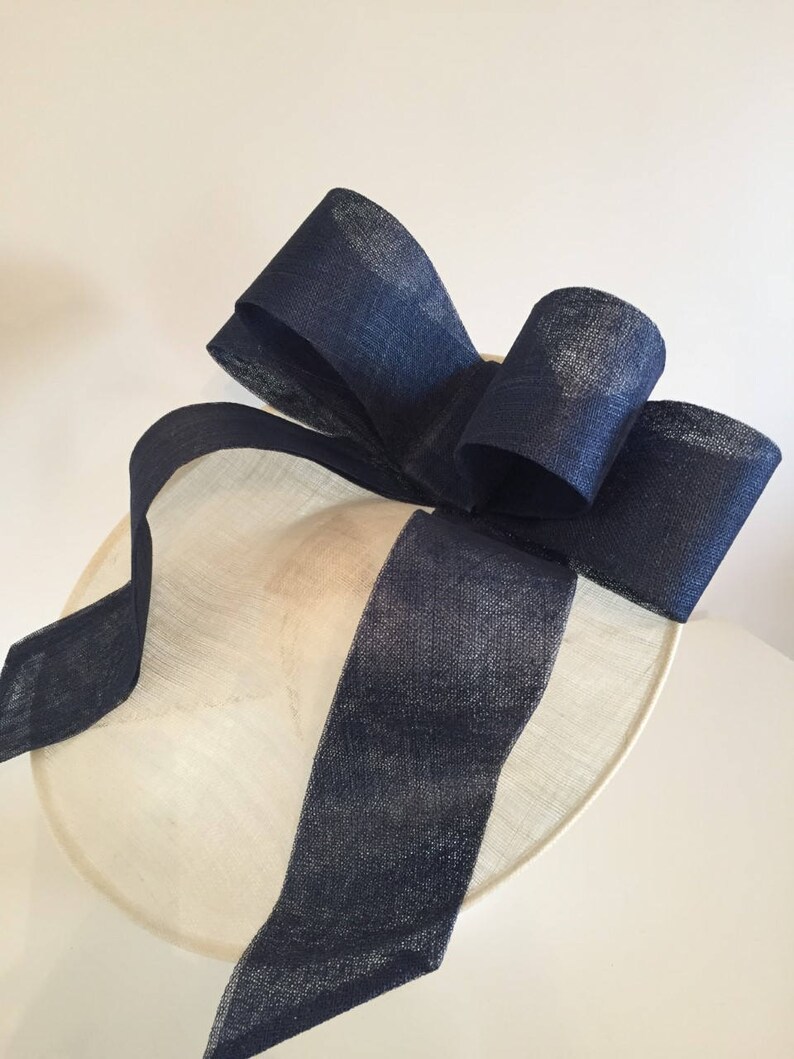 Stunning Large cream hat with blue bow perfect for race days