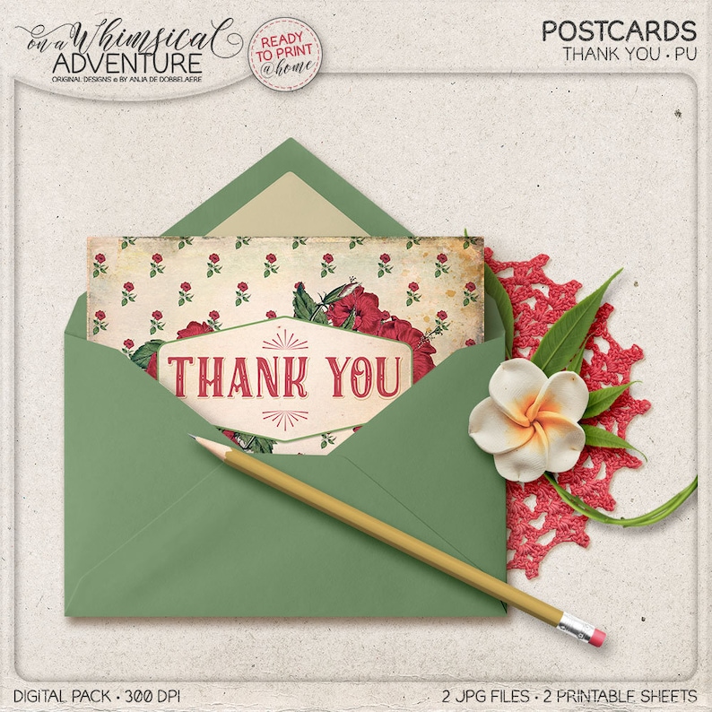 Thank You Printable Card Digital Printable Postcard For