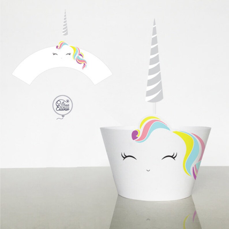 Unicorn Cupcake Wrapper and Topper Light