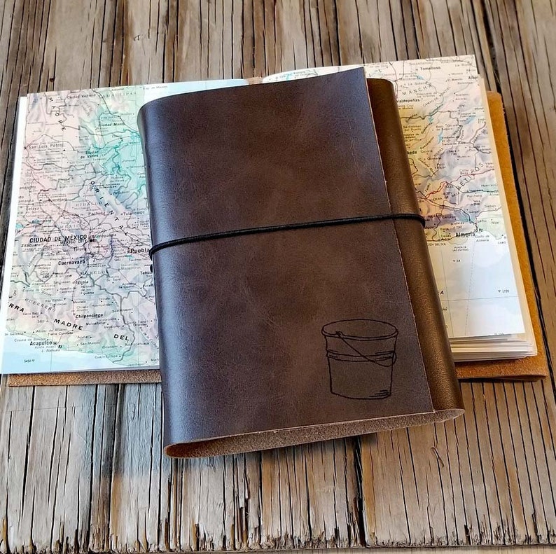 Bucket list journal travel journal journal with maps brown