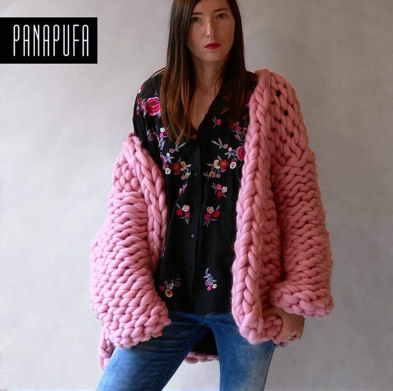 Cardigan giant wool big yarn sweater chunky knitted sweater