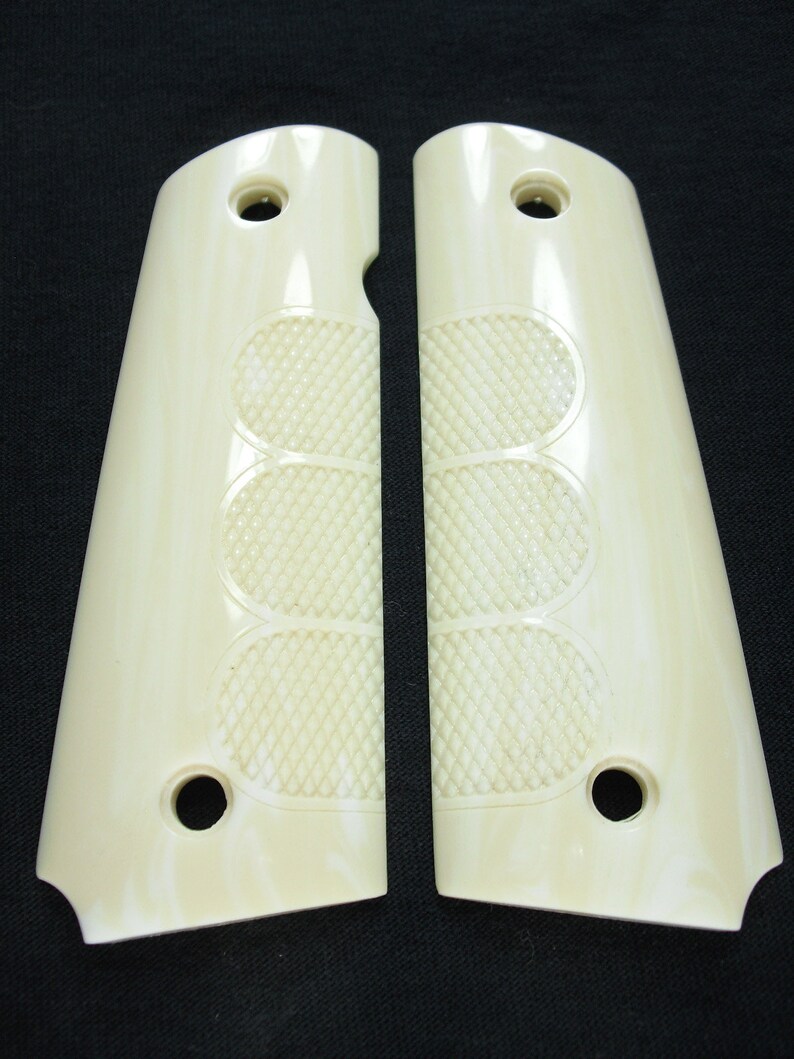 Checkered Ivory 1911 Grips Full Size