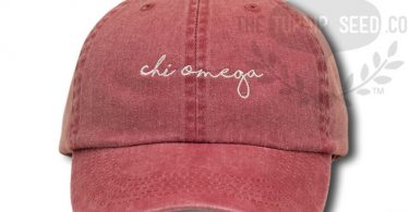 Chi Omega Handwriting Script Sorority Baseball Cap  Custom