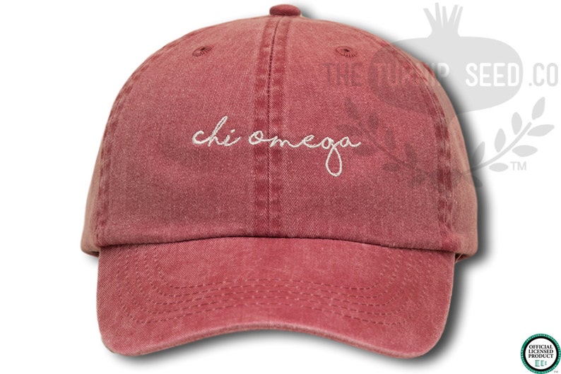 Chi Omega Handwriting Script Sorority Baseball Cap  Custom