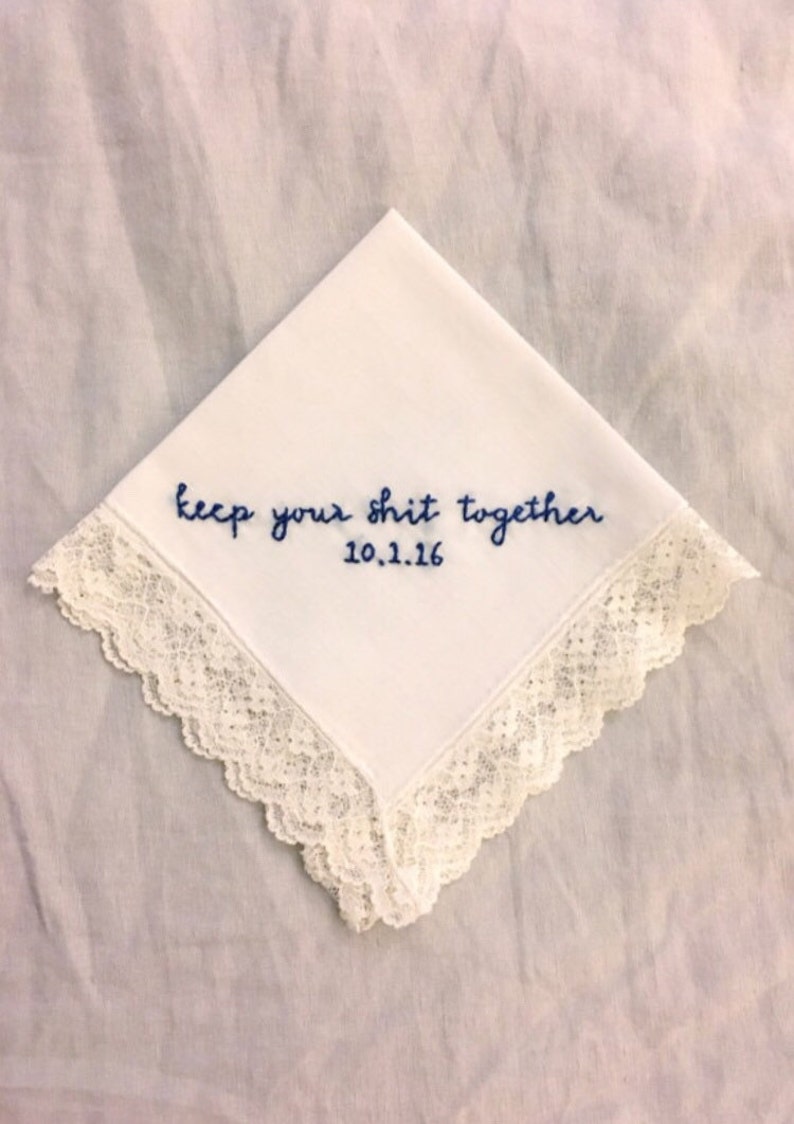 Custom embroidery. Wedding hanky. Bridal handkerchief. Gift