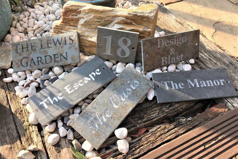 Deep Engraved Natural Slate House Name Number Sign Plaque