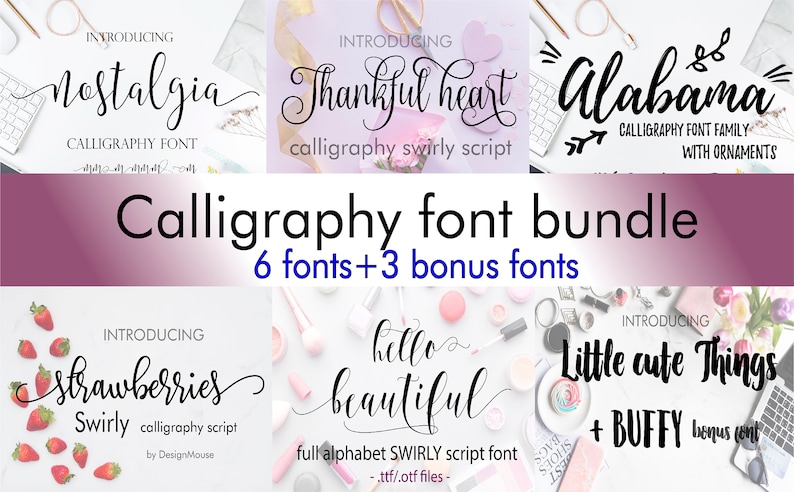 Font Bundle Fonts Fancy Fonts Swirly Fonts Digital Font