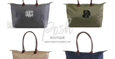 Large Monogrammed Nylon Tote Bag Personalized Tote Bag