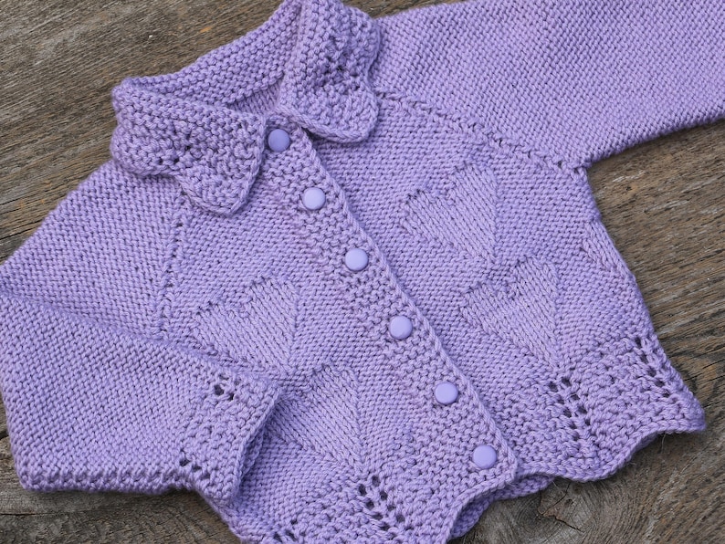 Lavender baby cardigan baby wool sweater little girl sweater