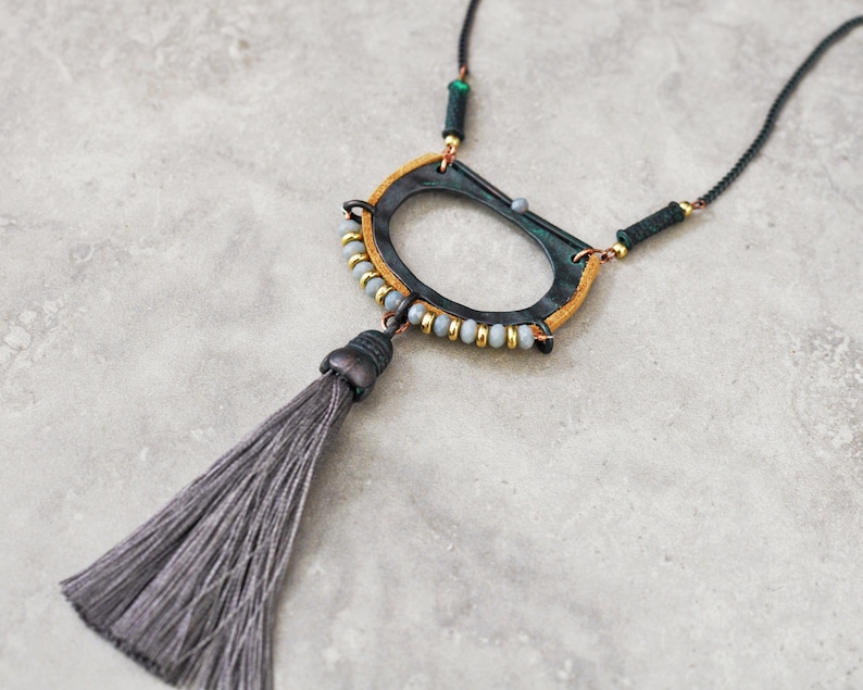 Long necklace tassel necklace bohemian necklace gypsy