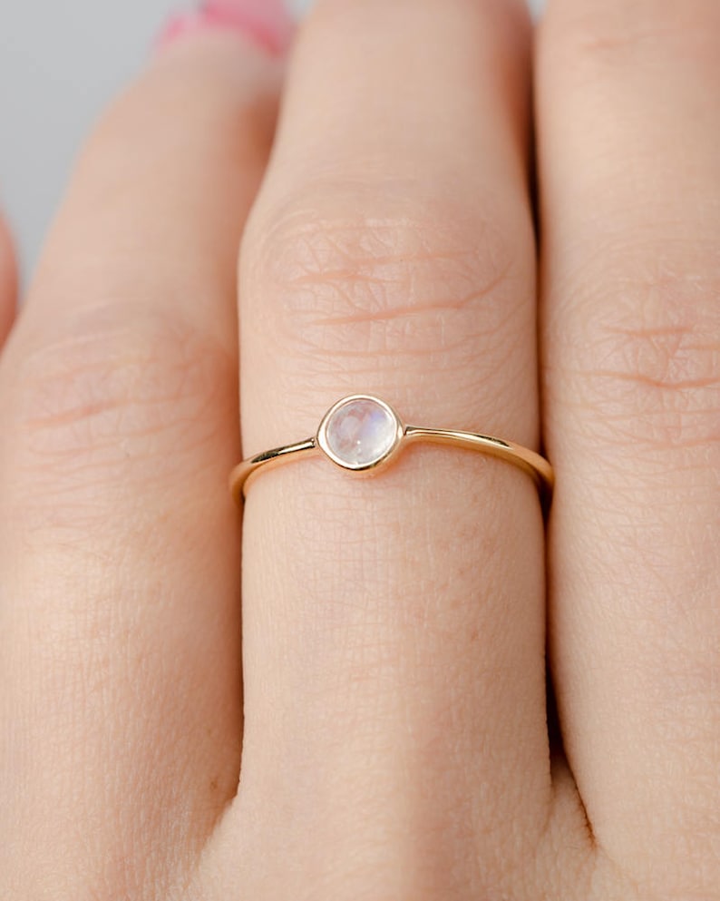 Moonstone Birthstone Ring  Gemstone Jewelry  Dainty Stacking