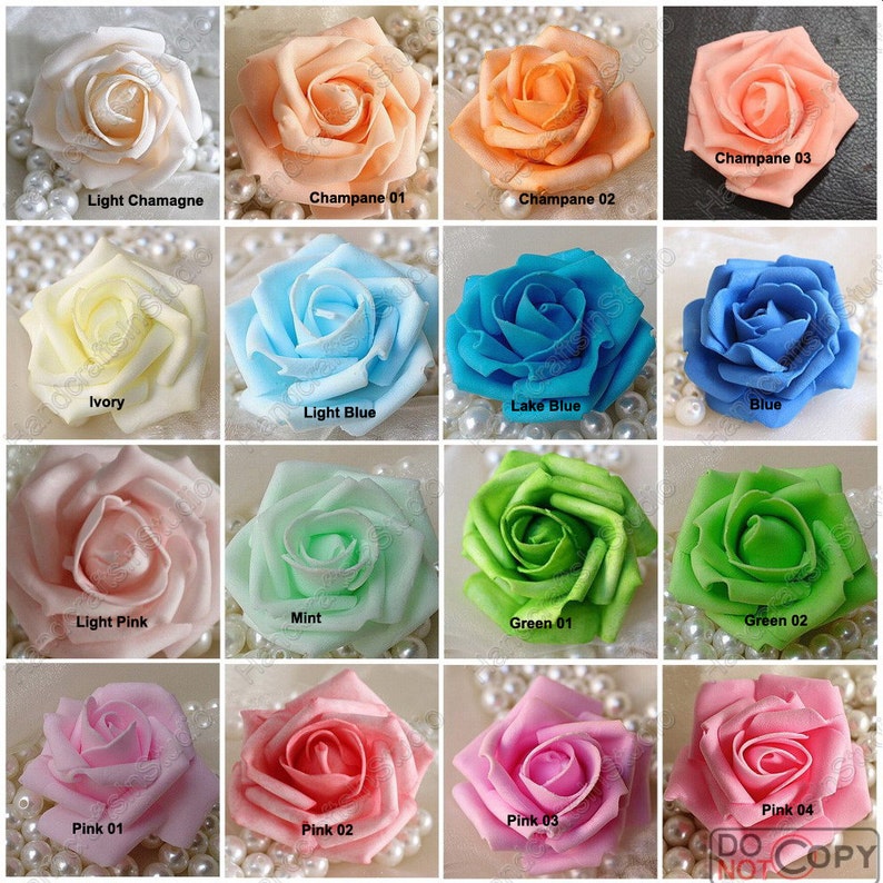PE Foam Flowers Artificial Rose Heads Bulk Flowers 36 pcs 7cm