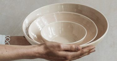 PREORDER Raw Plaster pale pink shallow nesting serving bowl