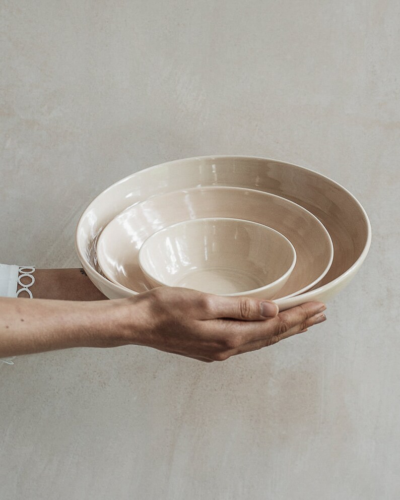 PREORDER Raw Plaster pale pink shallow nesting serving bowl