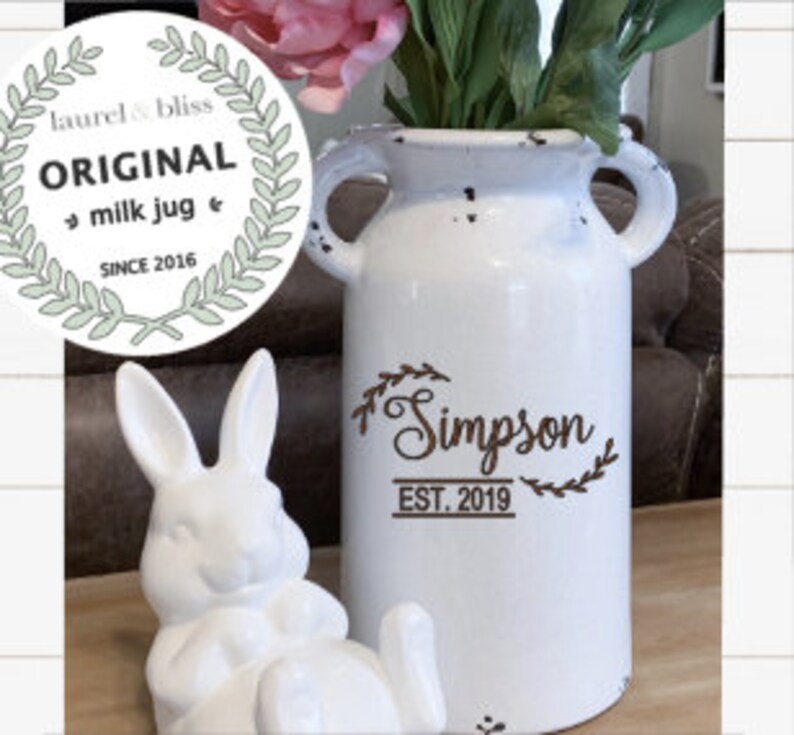 Personalized Milk Can Farmhouse Style Custom Vase for Home