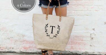 Personalized Tote Large Monogrammed Purse Burlap Initial