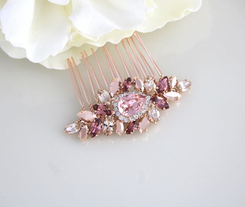 Rose gold Bridal hair comb Wedding hair accessories Rose gold