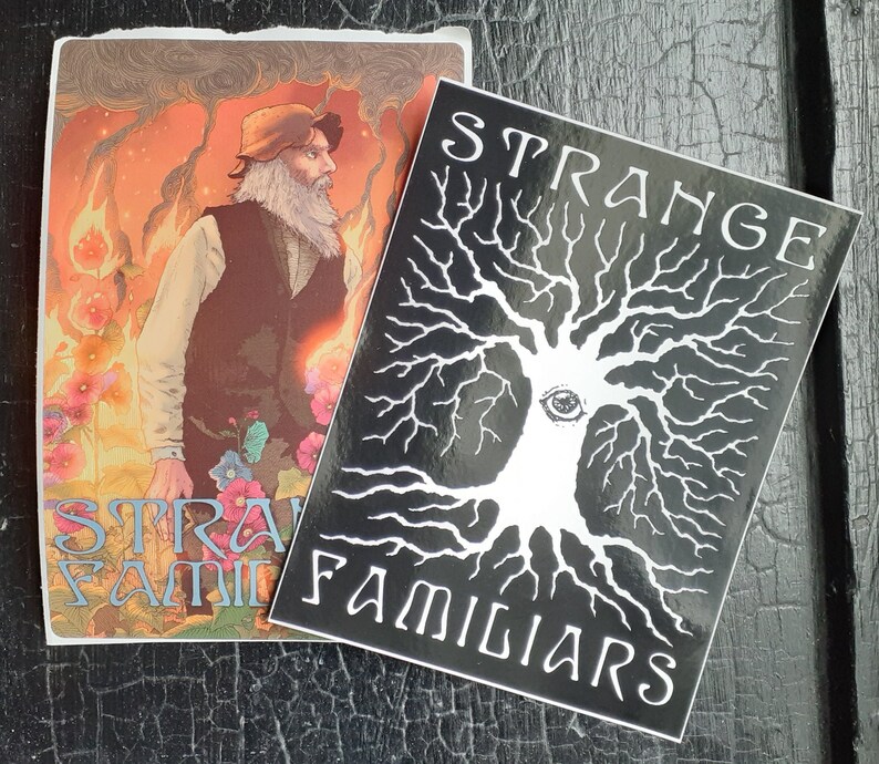 STRANGE FAMILIARS podcast vinyl sticker set  paranormal