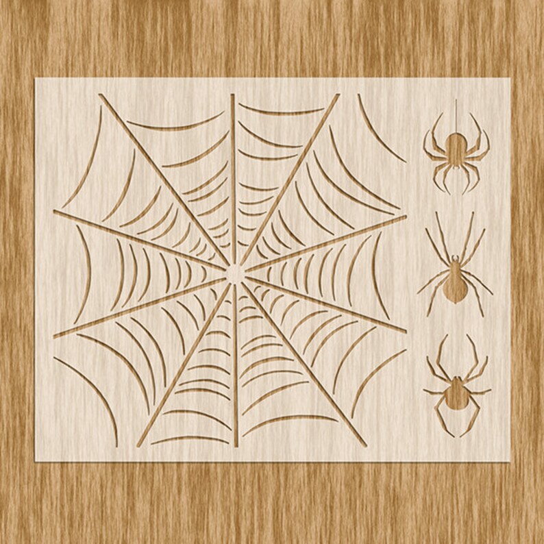 Spider Web & Spiders Stencil  Sku H0100 8.5 x