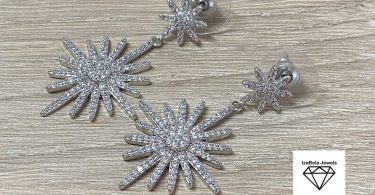 Star Earrings with High Shine Cubic Zirconia Stones and White
