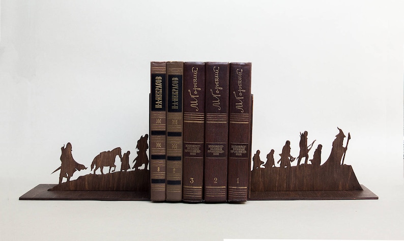The Lord of the Rings bookends The Hobbit house decor book