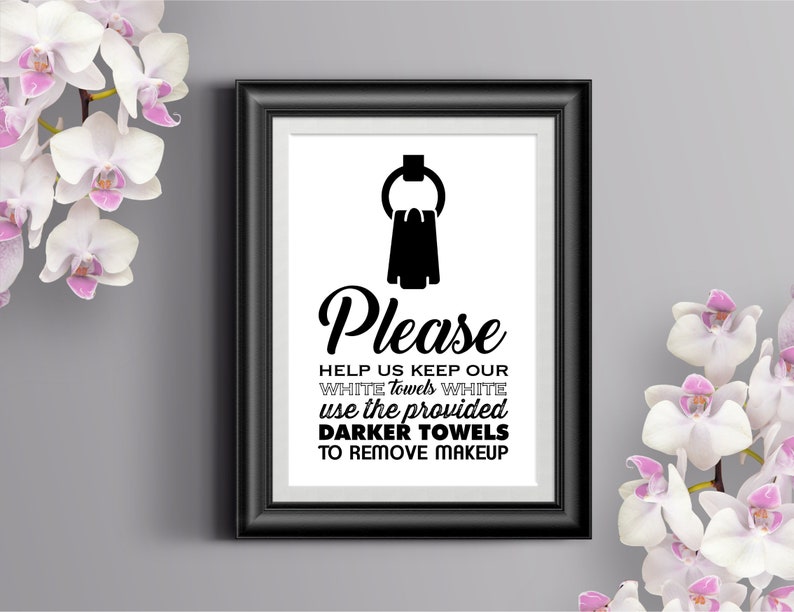White Towels Printable Sign / INSTANT DOWNLOAD / Home Airbnb