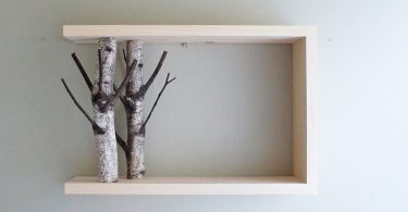 White birch forest wall art/shelf  18×12 birch branch
