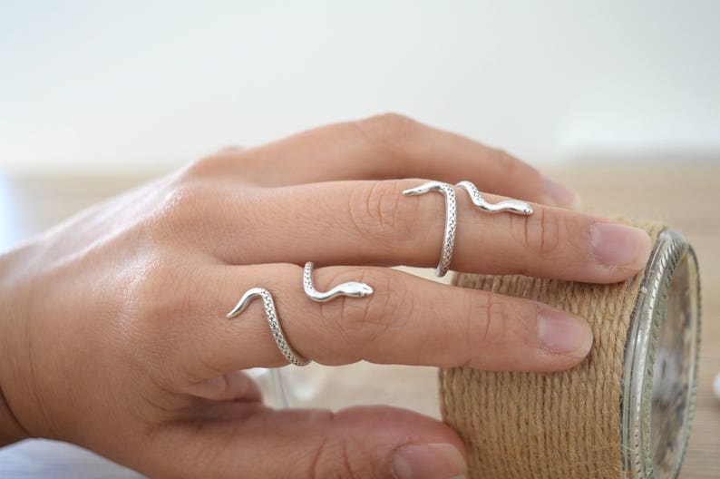 Bohemian Silver Snake Knuckle Midi Pinky Ring Silver