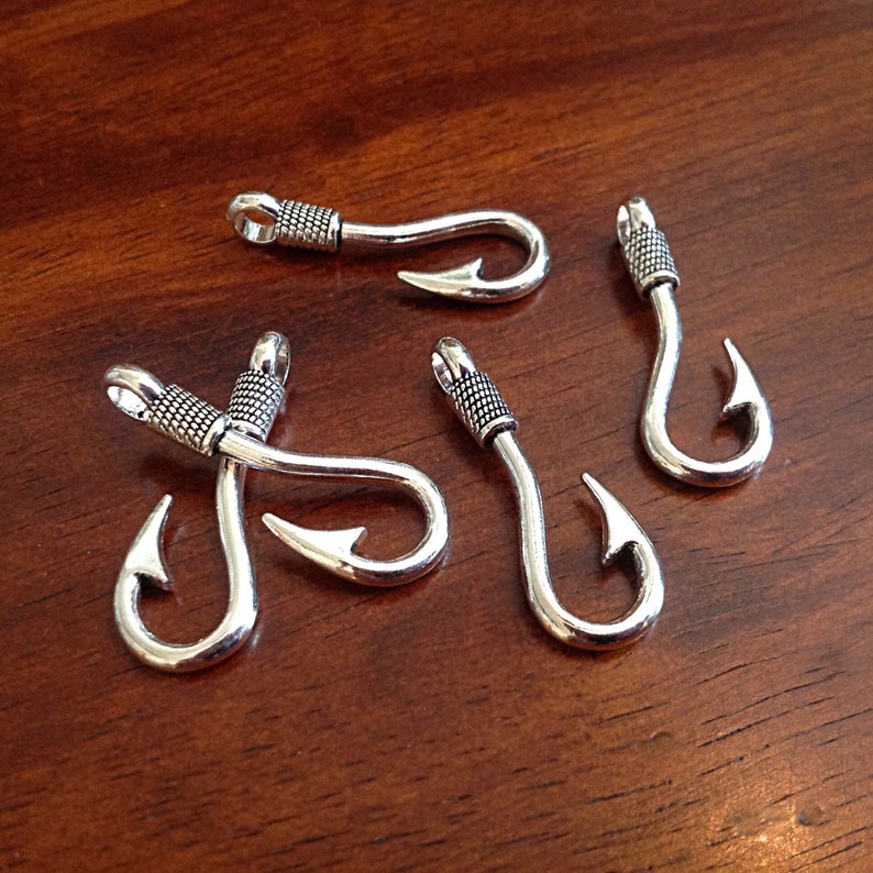 Bulk 20 Large Hook Charms Antique Silver Charms Silver Hook
