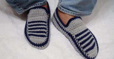 Crochet Knitted slippers for him  yarn shoes men slippers