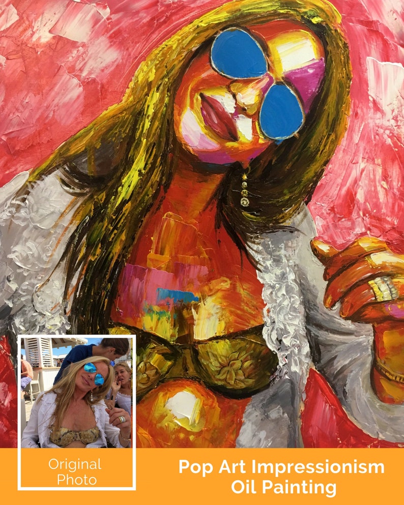 Custom Pop Art Oil Painting Portraits on Canvas from photo