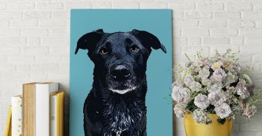 Custom pet portrait from photos printed on a stretched canvas