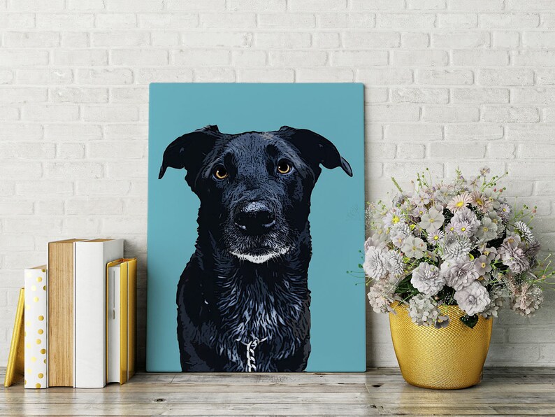 Custom pet portrait from photos printed on a stretched canvas