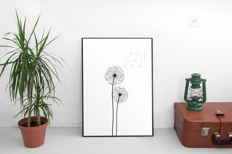 Dandelion Wall Art Printable Wall Art Print Printable Art