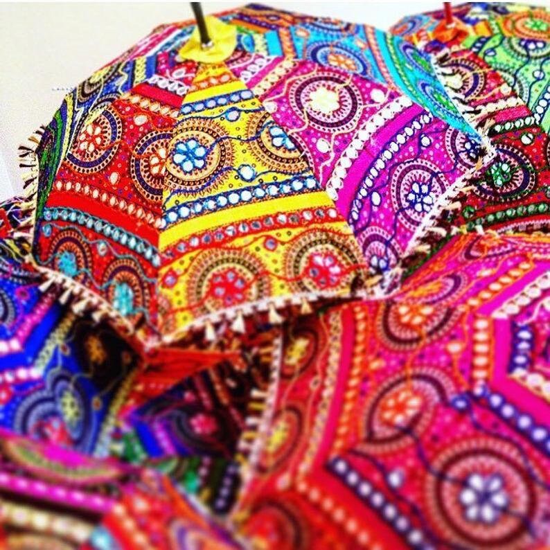 Decorative Umbrellas Indian Hand Embroidered Cotton Wedding