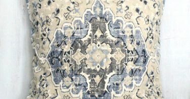 Denim Blue and Tan Medallion Throw Pillow Cover. 18×18 20×20