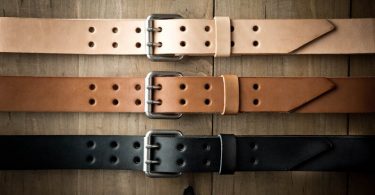 Double Tongue Leather Belt Thick Double Leather Belt Mens