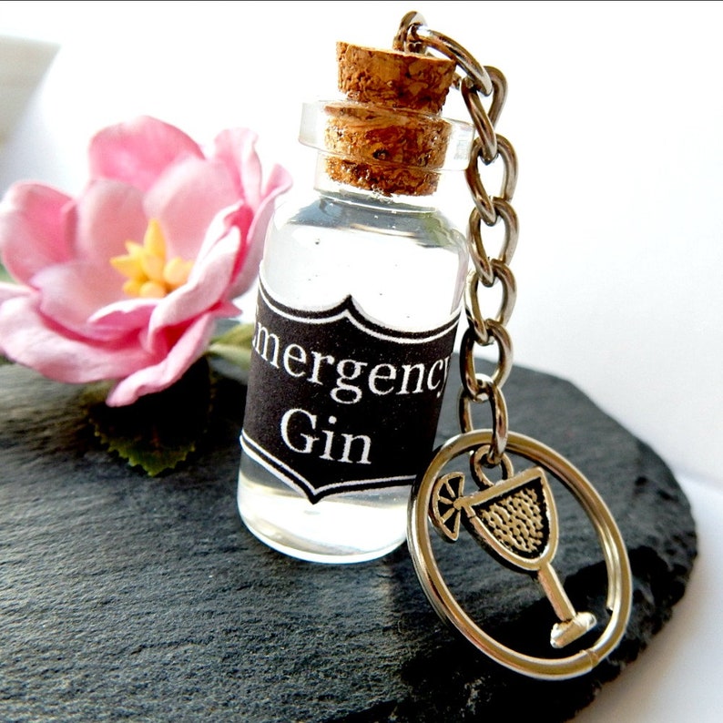 Emergency Gin Keyring Gin Key Chain  Gin Lover Gin Gift
