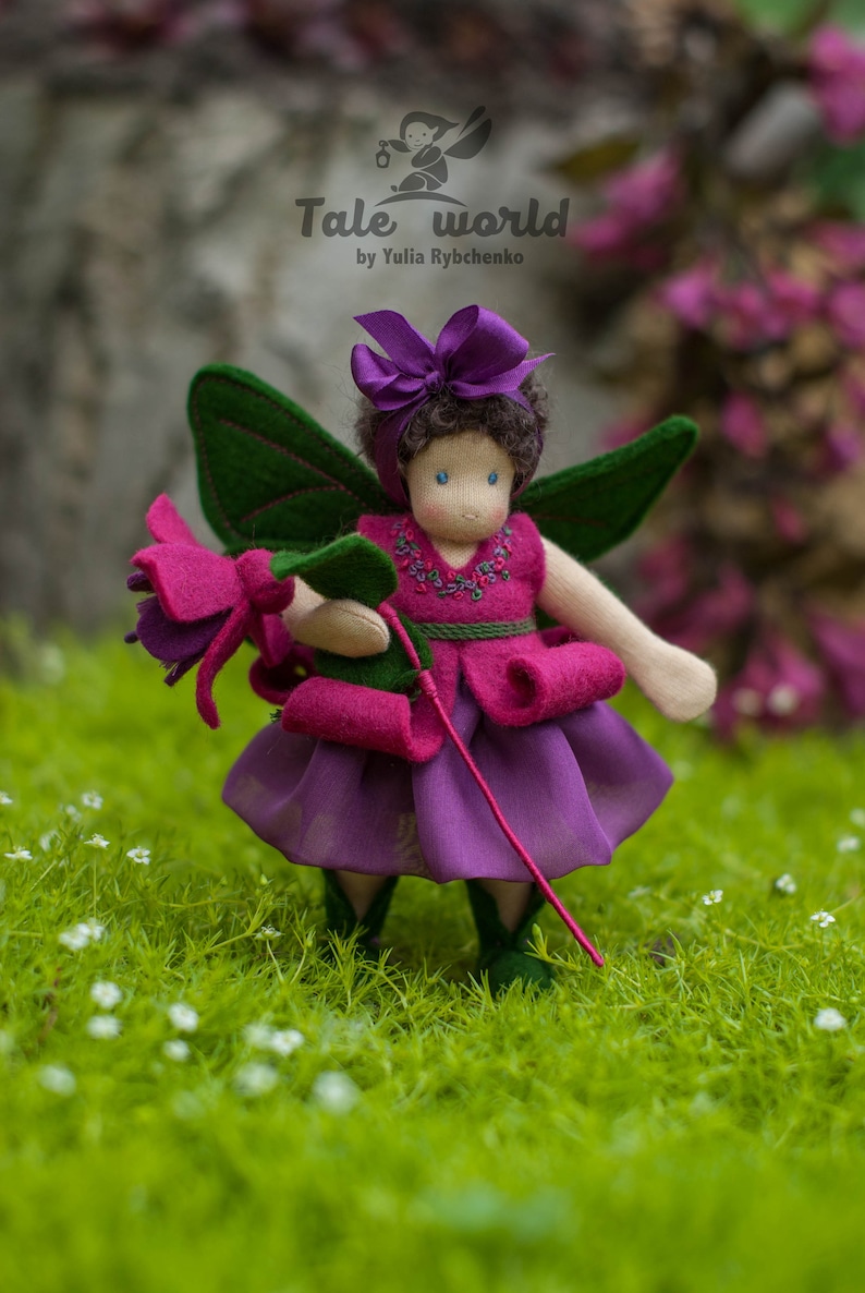 Flower child Fuchsia  felt doll  Waldorf inspired Fairy tale