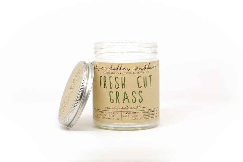 Fresh Cut Grass 8oz Scented Candle Strong Scented Candles