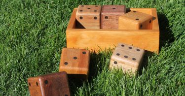 Hand Crafted Oak Lawn Dice with Carrying Tray
