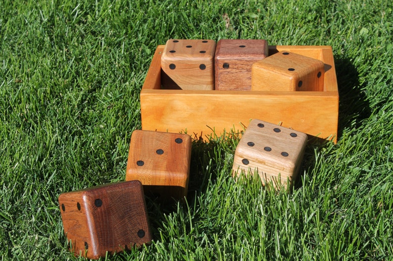 Hand Crafted Oak Lawn Dice with Carrying Tray